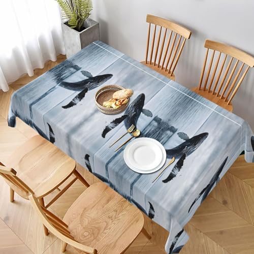 ESNAIUVCD Tischdecke mit Killerwal-Druck, 152,4 x 228,6 cm, auslaufsicherer, strukturierter Stoff, für Innen- und Außenbereich und Feiern ESNAIUVCD Tischdecke mit Killerwal-Druck, 152,4 x 228,6 cm, auslaufsicherer, strukturierter Stoff, für Innen- und Außenbereich und Feiern von ESNAIUVCD