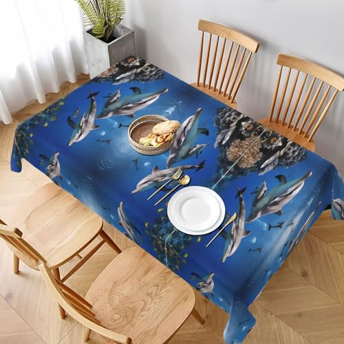 ESNAIUVCD Tischdecke mit Killerwal-Druck, 152,4 x 228,6 cm, auslaufsicherer, strukturierter Stoff, für Innen- und Außenbereich und Feiern ESNAIUVCD Tischdecke mit Killerwal-Druck, 152,4 x 228,6 cm, auslaufsicherer, strukturierter Stoff, für Innen- und Außenbereich und Feiern von ESNAIUVCD