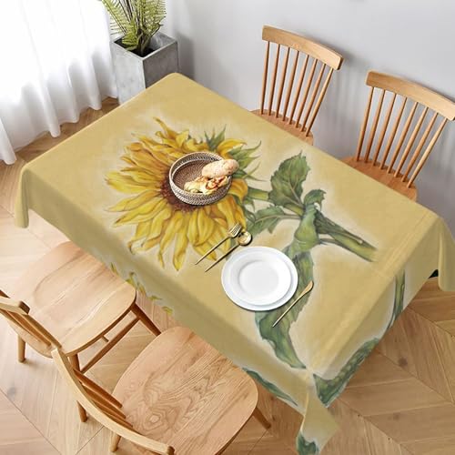 ESNAIUVCD Tischdecke mit Kunst-Sonnenblumen-Druck, 152,4 x 228,6 cm, auslaufsicherer, strukturierter Stoff, für Innen- und Außenbereich von ESNAIUVCD