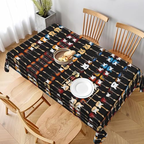ESNAIUVCD Tischdecke mit Kunstgitarre-Muster, 152,4 x 228,6 cm, auslaufsicherer, strukturierter Stoff, für Innen- und Außenbereich und Feiern von ESNAIUVCD