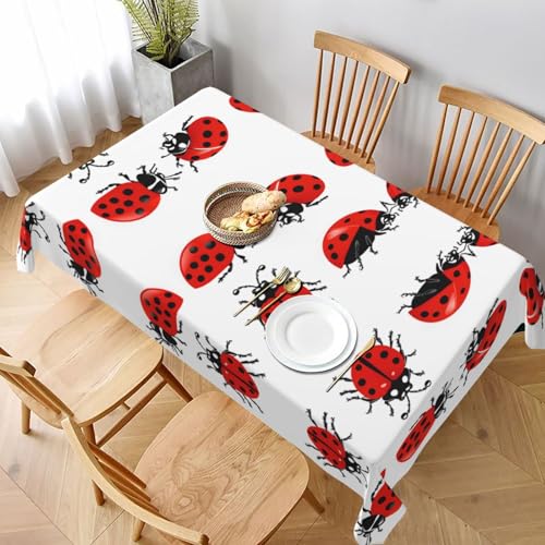 ESNAIUVCD Tischdecke mit Marienkäfer-Druck, 152,4 x 228,6 cm, auslaufsicherer, strukturierter Stoff, für Innen- und Außenbereich und Feiern ESNAIUVCD Tischdecke mit Marienkäfer-Druck, 152,4 x 228,6 cm, auslaufsicherer, strukturierter Stoff, für Innen- und Außenbereich und Feiern von ESNAIUVCD