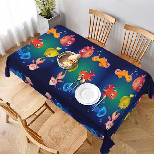 ESNAIUVCD Tischdecke mit Meeresleben-Druck, 152,4 x 228,6 cm, auslaufsicherer, strukturierter Stoff, für Innen- und Außenbereich von ESNAIUVCD