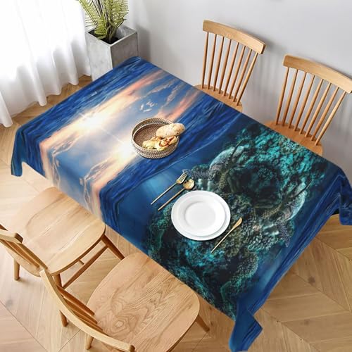 ESNAIUVCD Tischdecke mit Meeresschildkröte, schwimmend, Korallendruck, 152,4 x 228,6 cm, spritzwassergeschützter, strukturierter Stoff, für Innen- und Außenbereich und Feiern ESNAIUVCD Tischdecke mit Meeresschildkröte, schwimmend, Korallendruck, 152,4 x 228,6 cm, spritzwassergeschützter, strukturierter Stoff, für Innen- und Außenbereich und Feiern von ESNAIUVCD