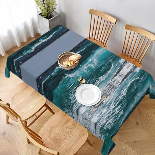 ESNAIUVCD Tischdecke mit Meerwasserdruck, 152,4 x 228,6 cm, auslaufsicherer, strukturierter Stoff, für Innen- und Außenbereich von ESNAIUVCD