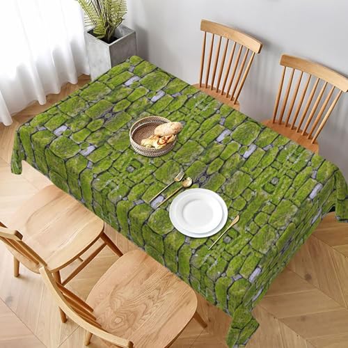 ESNAIUVCD Tischdecke mit Moosstein-Pflasterdruck, 152,4 x 228,6 cm, auslaufsicherer, strukturierter Stoff, für Innen- und Außenbereich und Feiern von ESNAIUVCD