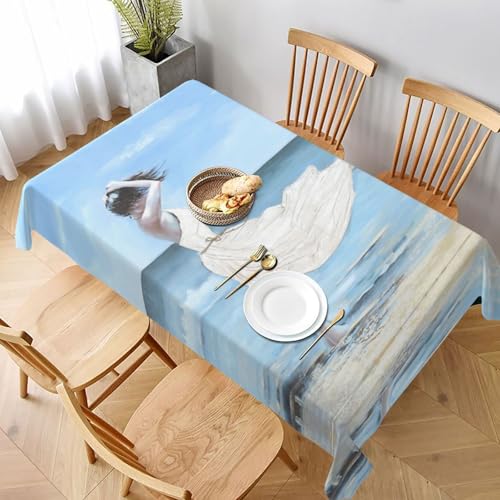 ESNAIUVCD Tischdecke mit Motiv "Girl On A Windy Beach", 152,4 x 228,6 cm, auslaufsicherer, strukturierter Stoff, für Innen- und Außenbereich und Feiern ESNAIUVCD Tischdecke mit Motiv "Girl On A Windy Beach", 152,4 x 228,6 cm, auslaufsicherer, strukturierter Stoff, für Innen- und Außenbereich und Feiern von ESNAIUVCD