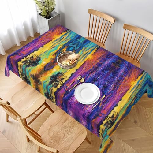 ESNAIUVCD Tischdecke mit Ölgemäldedruck, Lavendel, 152,4 x 228,6 cm, auslaufsicherer, strukturierter Stoff, für Innen- und Außenbereich und Feiern von ESNAIUVCD