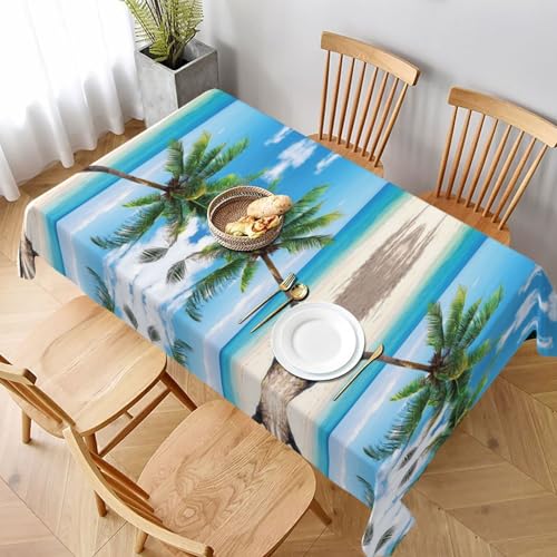 ESNAIUVCD Tischdecke mit Palmenmotiv, 152,4 x 228,6 cm, strukturierter Stoff, für Innen- und Außenbereich und Feiern von ESNAIUVCD