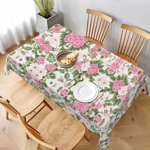 ESNAIUVCD Tischdecke mit Pflanzenblumen-Druck, 152,4 x 228,6 cm, auslaufsicherer, strukturierter Stoff, für Innen- und Außenbereich und Feiern von ESNAIUVCD
