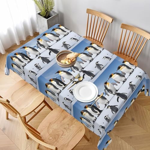 ESNAIUVCD Tischdecke mit Pinguin-Druck, 152,4 x 228,6 cm, auslaufsicherer, strukturierter Stoff, für Innen- und Außenbereich und Feiern von ESNAIUVCD