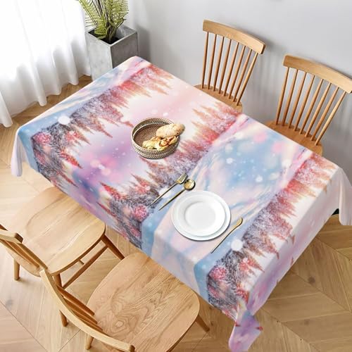 ESNAIUVCD Tischdecke mit Pinien- und Schnee-Druck, 152,4 x 228,6 cm, auslaufsicherer, strukturierter Stoff, für Innen- und Außenbereich und Feiern von ESNAIUVCD