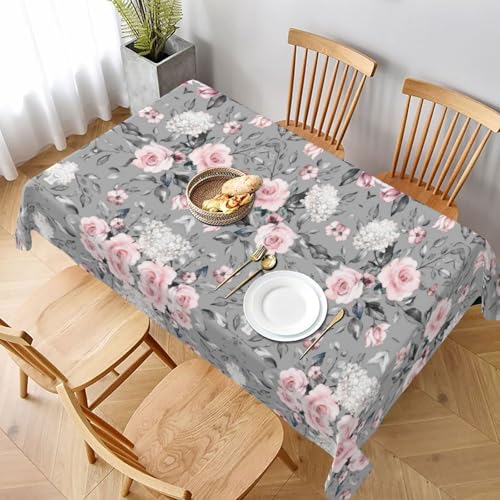 ESNAIUVCD Tischdecke mit Rosenblüten und Blättern, auslaufsicherer, strukturierter Stoff, für Innen- und Außenbereich und Feiern von ESNAIUVCD