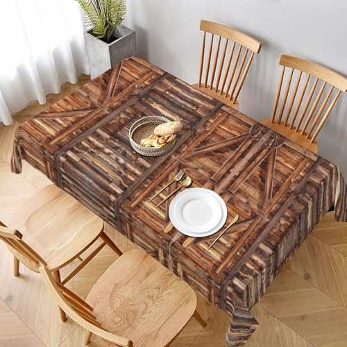 ESNAIUVCD Tischdecke mit Scheunentürdruck, 152,4 x 228,6 cm, auslaufsicherer, strukturierter Stoff, für Innen- und Außenbereich und Feiern von ESNAIUVCD