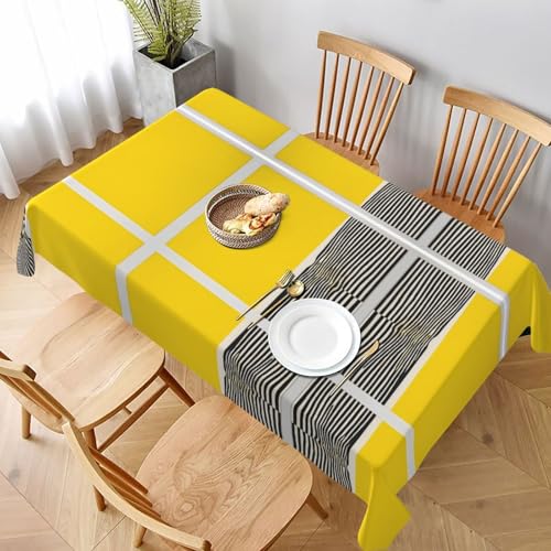 ESNAIUVCD Tischdecke mit Senfgelb-Schwarz-Druck, 152,4 x 228,6 cm, auslaufsicherer, strukturierter Stoff, für Innen- und Außenbereich und Feiern ESNAIUVCD Tischdecke mit Senfgelb-Schwarz-Druck, 152,4 x 228,6 cm, auslaufsicherer, strukturierter Stoff, für Innen- und Außenbereich und Feiern von ESNAIUVCD