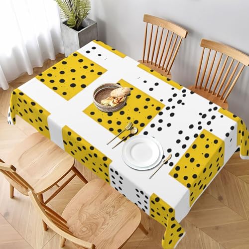 ESNAIUVCD Tischdecke mit Senfgelb und Schwarz, 152,4 x 228,6 cm, strukturierter Stoff, für Innen- und Außenbereich und Feiern von ESNAIUVCD
