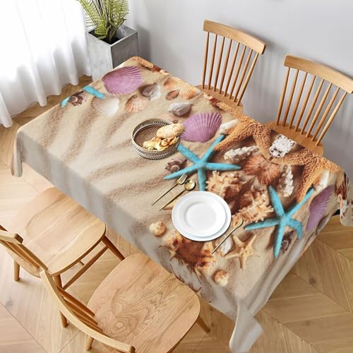 ESNAIUVCD Tischdecke mit Shells On The Beach-Druck, auslaufsicherer, strukturierter Stoff, für Innen- und Außenbereich und Feiern, 152,4 x 228,6 cm ESNAIUVCD Tischdecke mit Shells On The Beach-Druck, auslaufsicherer, strukturierter Stoff, für Innen- und Außenbereich und Feiern, 152,4 x 228,6 cm von ESNAIUVCD