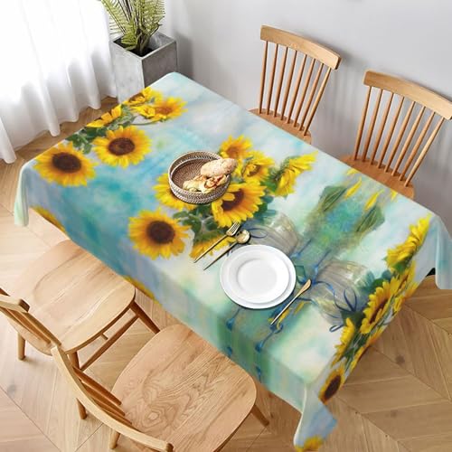 ESNAIUVCD Tischdecke mit Sonnenblumen-Druck, 152,4 x 228,6 cm, auslaufsicherer, strukturierter Stoff, für Innen- und Außenbereich und Feiern ESNAIUVCD Tischdecke mit Sonnenblumen-Druck, 152,4 x 228,6 cm, auslaufsicherer, strukturierter Stoff, für Innen- und Außenbereich und Feiern von ESNAIUVCD