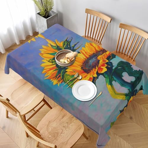 ESNAIUVCD Tischdecke mit Sonnenblumen-Motiv, 152,4 x 228,6 cm, auslaufsicherer, strukturierter Stoff, für Innen- und Außenbereich von ESNAIUVCD