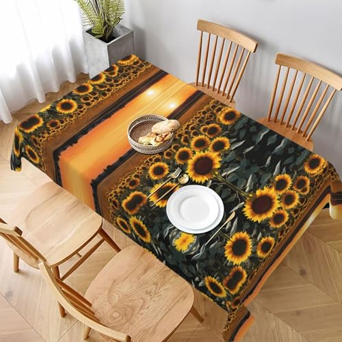 ESNAIUVCD Tischdecke mit Sonnenblumen-Motiv, auslaufsicherer, strukturierter Stoff, für Innen- und Außenbereich und Feiern von ESNAIUVCD
