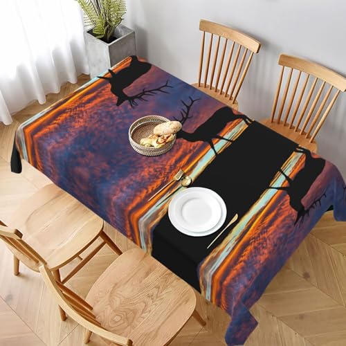 ESNAIUVCD Tischdecke mit Sonnenuntergangs-Aufdruck, spritzwassergeschützt, strukturierter Stoff, für Innen- und Außenbereich und Feiern von ESNAIUVCD