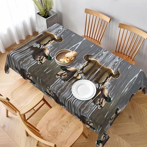 ESNAIUVCD Tischdecke mit Stockenten-Druck, 152,4 x 228,6 cm, auslaufsicherer, strukturierter Stoff, für Innen- und Außenbereich und Feiern von ESNAIUVCD