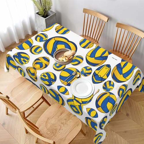 ESNAIUVCD Tischdecke mit Volleyball-Druck, auslaufsicherer, strukturierter Stoff, für Innen- und Außenbereich und Feiern geeignet, Gelb und Blau von ESNAIUVCD