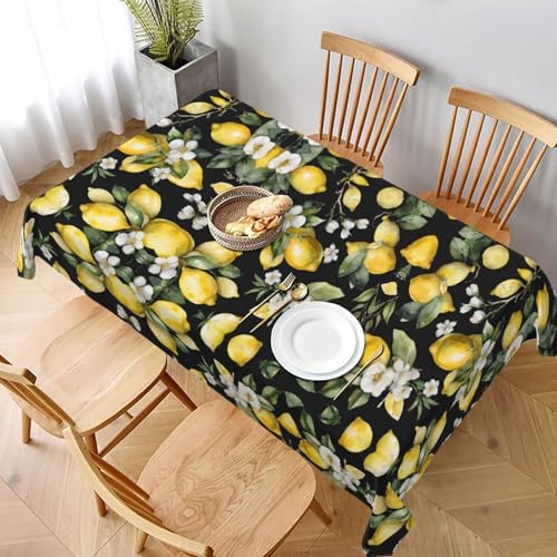 ESNAIUVCD Tischdecke mit Zitronen- und Blumendruck, 152,4 x 228,6 cm, auslaufsicherer, strukturierter Stoff, für Innen- und Außenbereich und Feiern von ESNAIUVCD