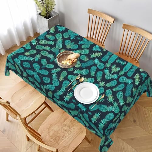 ESNAIUVCD Tischdecke mit blauem Ananas-Druck, 152,4 x 228,6 cm, auslaufsicherer, strukturierter Stoff, für Innen- und Außenbereich und Feiern von ESNAIUVCD