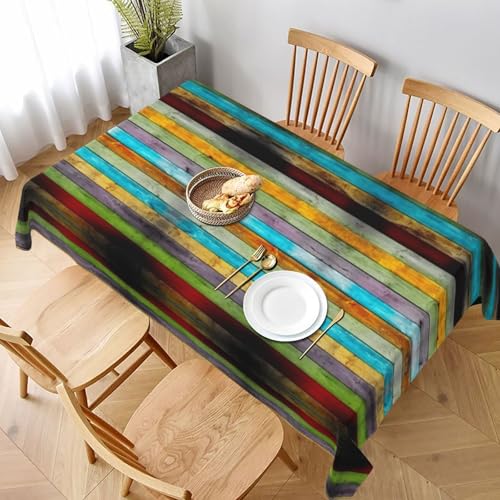 ESNAIUVCD Tischdecke mit buntem Holzbrettdruck, 152,4 x 228,6 cm, auslaufsicherer, strukturierter Stoff, für Innen- und Außenbereich und Feiern ESNAIUVCD Tischdecke mit buntem Holzbrettdruck, 152,4 x 228,6 cm, auslaufsicherer, strukturierter Stoff, für Innen- und Außenbereich und Feiern von ESNAIUVCD