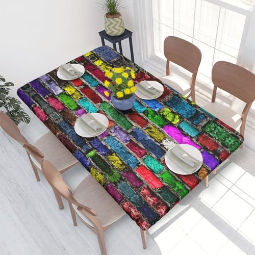 ESNAIUVCD Tischdecke mit buntem Ziegeldruck, ölbeständig, rechteckig, für Restaurants, Gartenpartys, 1,2 m von ESNAIUVCD