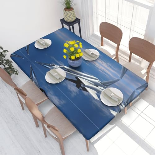 ESNAIUVCD Tischdecke mit fliegendem Flugzeugdruck, ölbeständig, rechteckig, Restaurant-Tischdecke, Gartenparty, Tischdecke (1,2 m) von ESNAIUVCD