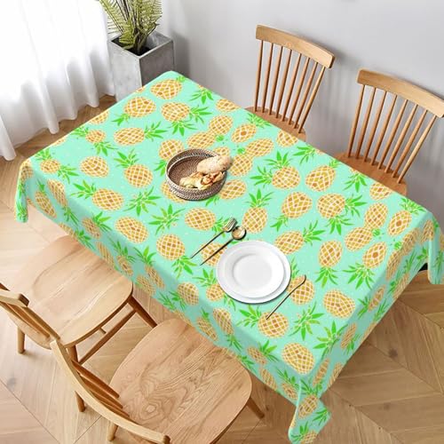 ESNAIUVCD Tischdecke mit grünem Ananas-Druck, 152,4 x 228,6 cm, auslaufsicherer, strukturierter Stoff, für Innen- und Außenbereich und Feiern von ESNAIUVCD