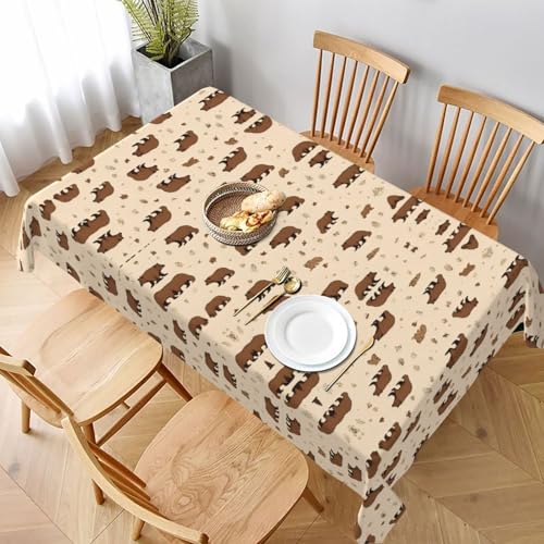 ESNAIUVCD Tischdecke mit niedlichem Bärenmotiv, 152,4 x 228,6 cm, auslaufsicherer, strukturierter Stoff, für Innen- und Außenbereich und Feiern von ESNAIUVCD