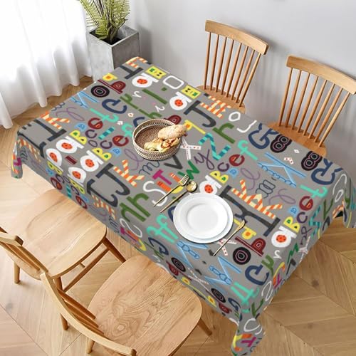 ESNAIUVCD Tischdecke mit niedlichem Cartoon-Buchstaben-Druck, 152,4 x 228,6 cm, auslaufsicherer, strukturierter Stoff, für Innen- und Außenbereich und Feiern ESNAIUVCD Tischdecke mit niedlichem Cartoon-Buchstaben-Druck, 152,4 x 228,6 cm, auslaufsicherer, strukturierter Stoff, für Innen- und Außenbereich und Feiern von ESNAIUVCD