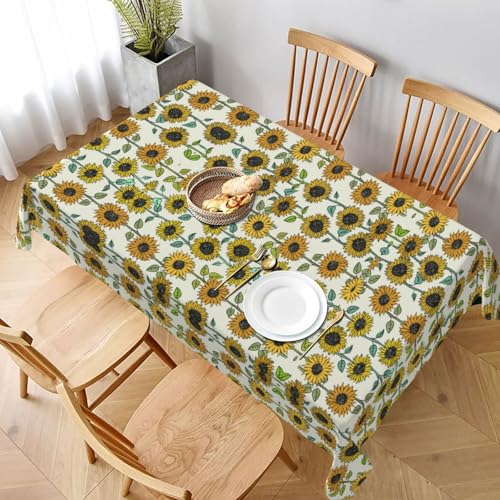 ESNAIUVCD Tischdecke mit romantischem Sonnenblumen-Druck, 152,4 x 228,6 cm, auslaufsicherer, strukturierter Stoff, für Innen- und Außenbereich und Feiern von ESNAIUVCD