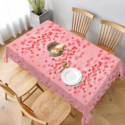 ESNAIUVCD Tischdecke mit rotem Herzmuster, 152,4 x 228,6 cm, auslaufsicherer, strukturierter Stoff, für Innen- und Außenbereich von ESNAIUVCD