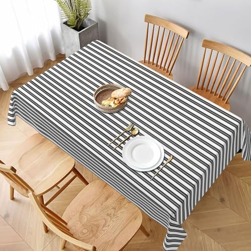 ESNAIUVCD Tischdecke mit schwarz-weißem Streifendruck, auslaufsicherer, strukturierter Stoff, für Innen- und Außenbereich und Feiern ESNAIUVCD Tischdecke mit schwarz-weißem Streifendruck, auslaufsicherer, strukturierter Stoff, für Innen- und Außenbereich und Feiern von ESNAIUVCD