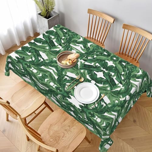 ESNAIUVCD Tischdecke mit tropischem Bananenpalmblatt-Druck, 152,4 x 228,6 cm, auslaufsicherer, strukturierter Stoff, für Innen- und Außenbereich und Feiern von ESNAIUVCD