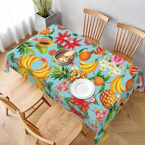 ESNAIUVCD Tischdecke mit tropischen Früchten und Blumen, 152,4 x 228,6 cm, auslaufsicherer, strukturierter Stoff, für Innen- und Außenbereich und Feiern von ESNAIUVCD