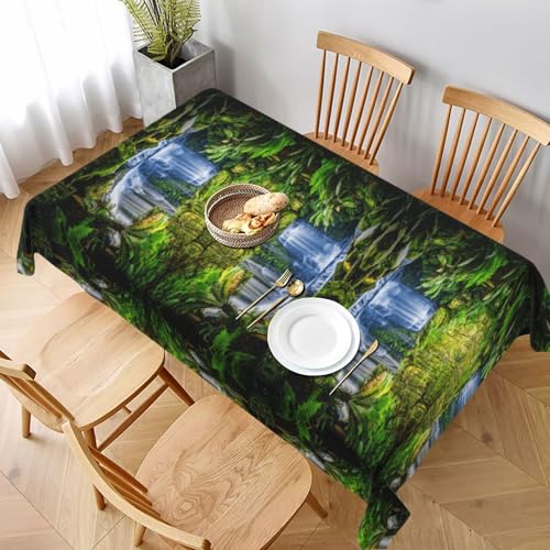 ESNAIUVCD Tischdecke mit tropischen Pflanzen und Wasserfall-Druck, 152,4 x 228,6 cm, auslaufsicherer, strukturierter Stoff, für Innen- und Außenbereich und Feiern ESNAIUVCD Tischdecke mit tropischen Pflanzen und Wasserfall-Druck, 152,4 x 228,6 cm, auslaufsicherer, strukturierter Stoff, für Innen- und Außenbereich und Feiern von ESNAIUVCD