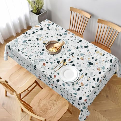 ESNAIUVCD Tischdecke mit weißem Parttern-Druck, 152,4 x 228,6 cm, auslaufsicherer, strukturierter Stoff, für Innen- und Außenbereich und Feiern von ESNAIUVCD