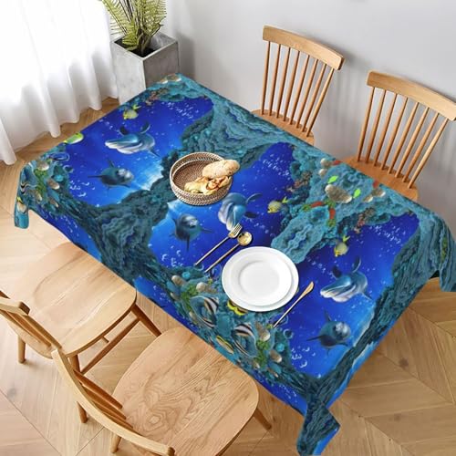 ESNAIUVCD Underwater World Tischdecke mit Delphi-Druck, auslaufsicherer, strukturierter Stoff, für Innen- und Außenbereich und Feiern ESNAIUVCD Underwater World Tischdecke mit Delphi-Druck, auslaufsicherer, strukturierter Stoff, für Innen- und Außenbereich und Feiern von ESNAIUVCD