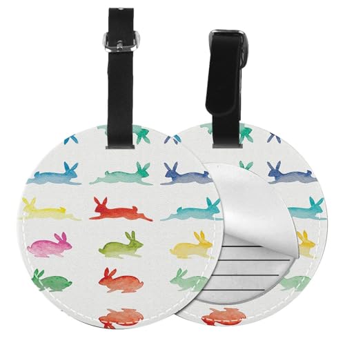 Gepäckanhänger mit Regenbogen-Hasen-Motiv, 6 Stück, Gepäckanhänger, Gepäckanhänger mit Etiketten, Reisetaschen, PVC von ESNAIUVCD