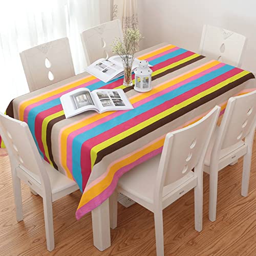 ESOUY Esstischdecke für 8 Personen, Tischdecken für draußen, bunt, gestreift, Tischdeckenhalter für Esstische im Innenbereich, Tischdecke aus Baumwolle, Regenbogen-Tischdekoration, 140 x 220 cm ESOUY Esstischdecke für 8 Personen, Tischdecken für draußen, bunt, gestreift, Tischdeckenhalter für Esstische im Innenbereich, Tischdecke aus Baumwolle, Regenbogen-Tischdekoration, 140 x 220 cm von ESOUY
