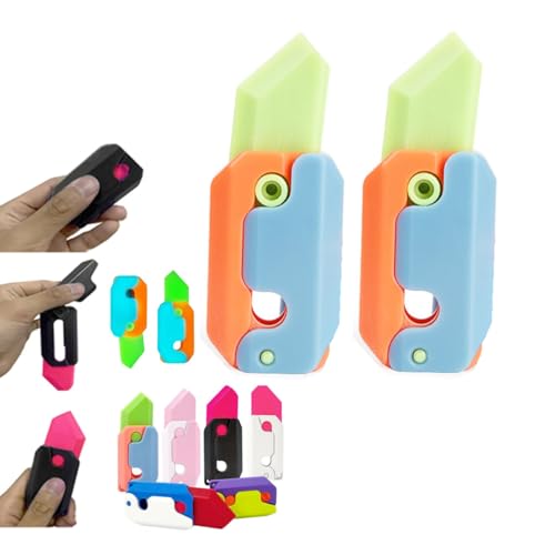 3D-Drucken Fidget Knife Spielzeug, 3D gedrucktes Schwerkraft-Messer-Zappelspielzeug,Karotte Schwerkraft Sensory Toy, Schmetterling Fidget-Messer Spielzeug (2PC-014#-Light) von ESPRY