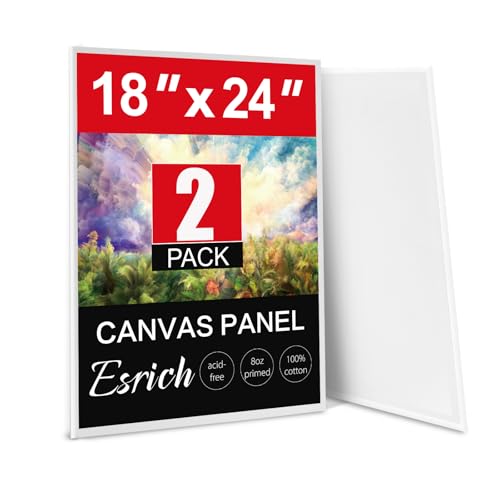 ESRICH Leinwand zum Malen, 45,7 x 61 cm, 2 Stück, Leinwand zum Bemalen von Baumwolle, grundiert, säurefrei, große leere Leinwände, Leinwandpaneele für Ölfarbe, Aquarell, Acrylfarbe, Gouache und von ESRICH
