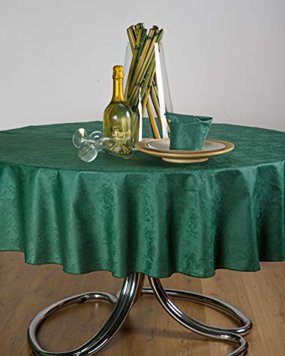 ESSE HOME – Tischdecke – Tischdecke – oval für 8 Personen – Jacquard Puro Baumwolle – Made in Italy – Iris 598 (Oval 170x220, Tischdecke Dunkelgrün) von ESSE HOME