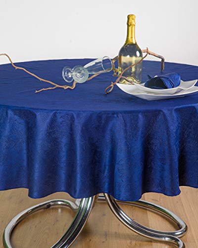 ESSE HOME – Tischdecke oval für 8 Personen – Jacquard Puro Baumwolle – Made in Italy – Iris 598 (Oval 170x220, Tischdecke Blau) von ESSE HOME