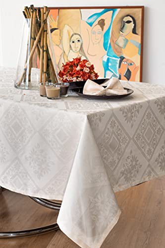ESSE HOME Tischdecke: rechteckig, quadratisch, rund, oval, Jacquard, reine Baumwolle, Vienna (T 150 x 180, BEIGE) von ESSE HOME