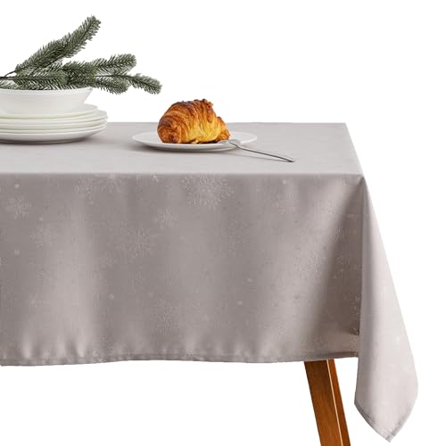 ESSEX - Tischdecke 140 x 220 cm Christmassy, Tischdecken aus Strapazierfähigem Stoff, Hochwertige Tischtuch, Table Cloth Mehrfachen Gebrauch, Einfache Pflege - Grau von ESSEX